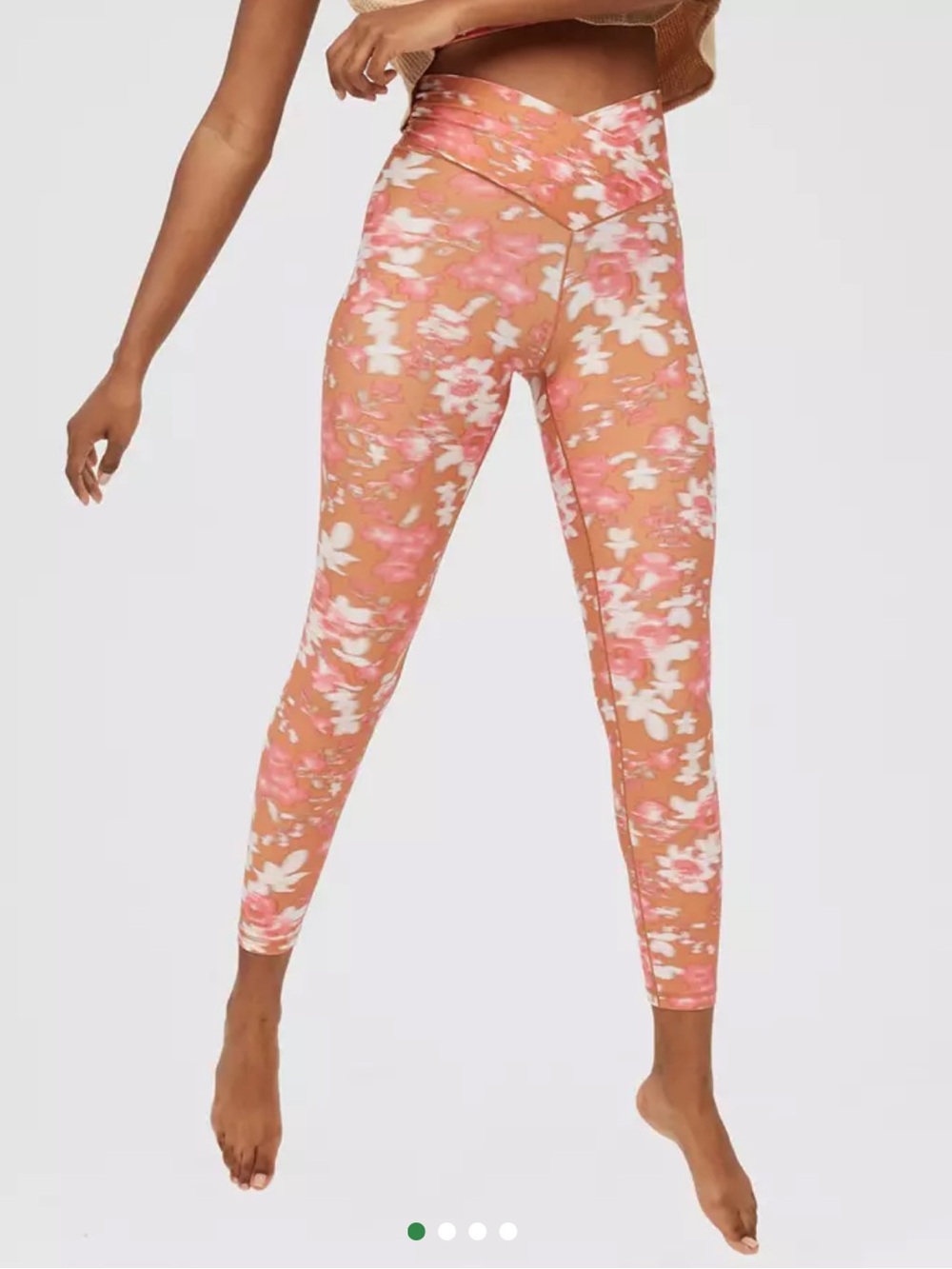 NWT Aerie OFFLINE Real Me Crossover 7/8 Leggings Floral Brown Pink M